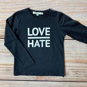 Silvian Heach love hate long‎ sleeve black tee